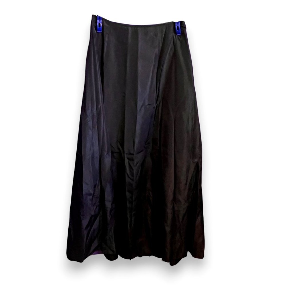 Vintage Scott McClintock Skirt Womens 10 Black Shiny Maxi A Line Formal Evening